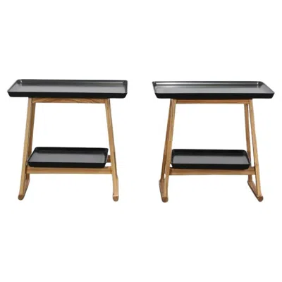 Pre-owned Maxalto Recipio Side Tables, Set Of Two In Brown