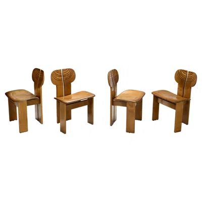 Pre-owned Maxalto Set Of Four "africa" Chairs By Afra & Tobia Scarpa For , Italy 1975 In Brown