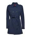 Maxco. Belted Double-breasted Coat In Blue
