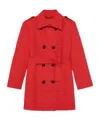 Maxco. Belted Double-breasted Coat In Red