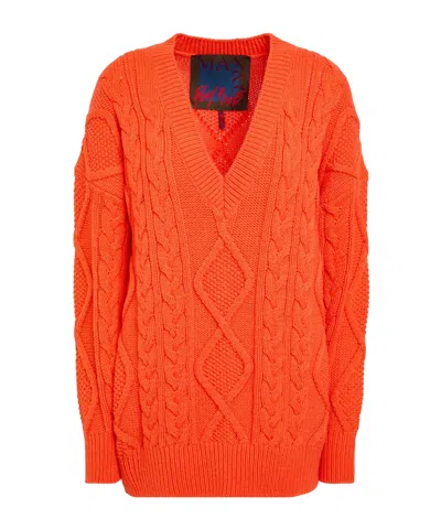 Maxco. Cable-knit Jumper In Orange