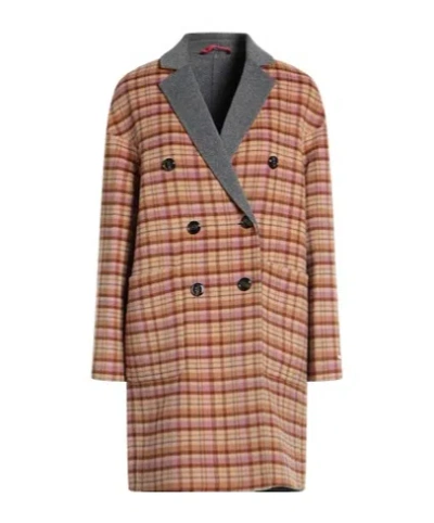 Maxco. Checked Double-breasted Overcoat In Multi