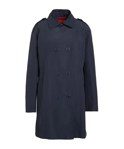 Maxco. Classic Long Trench Coat In Blue