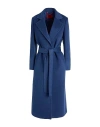 Maxco. Classic Solid Color Tie Waist Coat In Blue