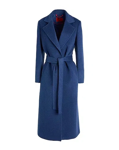 Maxco. Classic Solid Color Tie Waist Coat In Blue