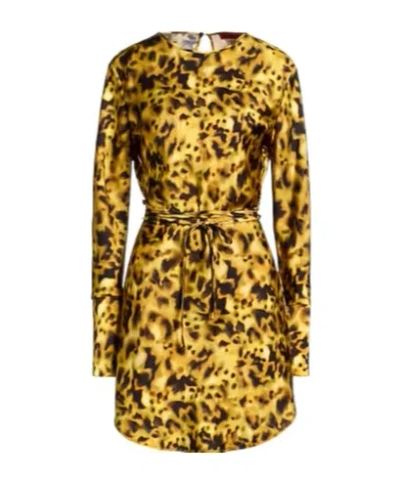 Maxco. Colorful Satin Dress In Yellow