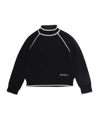 Maxco. Contrast-stitch Roll-neck Sweater In Black