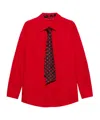 Maxco. Cotton-poplin Shirt With Tie In Red