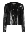 Maxco. Crew Neck Leather Jacket In Black