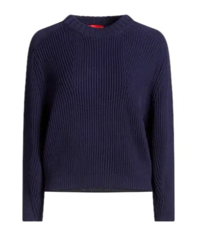 Maxco. Crew Neck Long-sleeve Knit Sweater In Blue