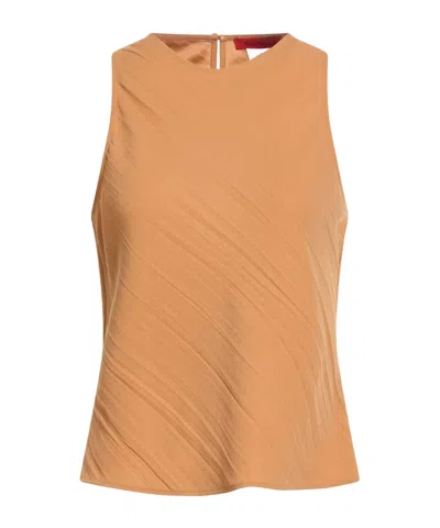 Maxco. Crew-neck Sleeveless Top In Orange