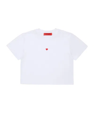 Maxco. Cropped Cotton T-shirt In White