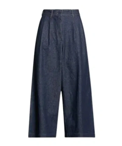 Maxco. Cropped Seven-eighths Casual Denim Trousers In Blue