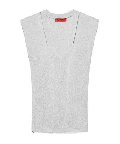 Maxco. Cut-out Ribbed T-shirt In Gray
