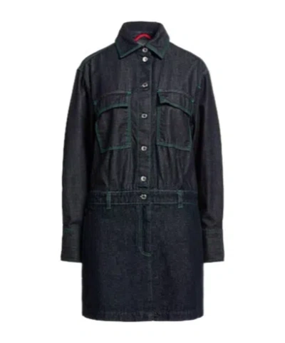 Maxco. Dark Denim Shirt Dress In Black
