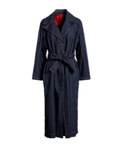 Maxco. Dark Denim Trench Coat In Black