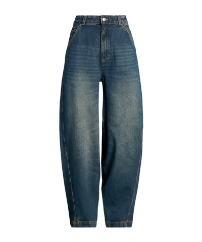 Maxco. Dark-colored Minimalist Loose-fit Jeans In Blue