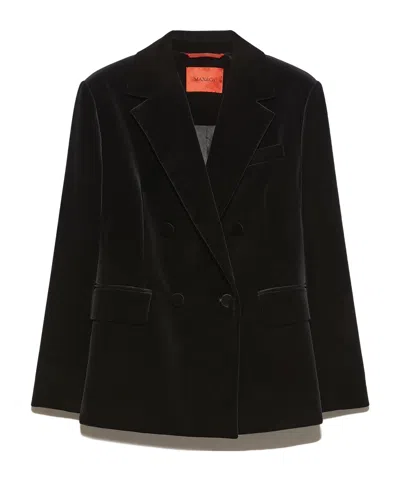Maxco. Double-breasted Blazer In Velvet In Black