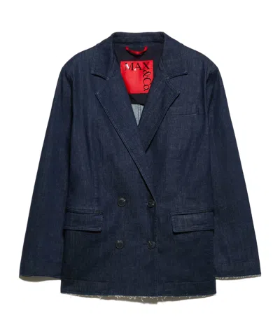 Maxco. Double-breasted Denim Blazer In Black