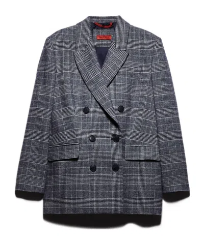 Maxco. Double-breasted Flannel Suit Jacket In Gray