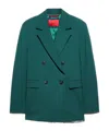 Maxco. Double-breasted Gabardine Blazer In Blue