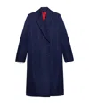 Maxco. Double-breasted Satin Coat In Blue
