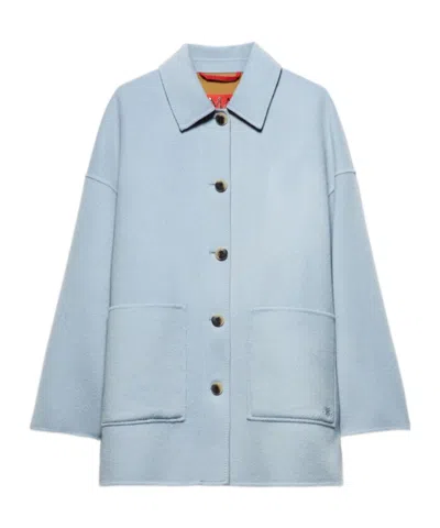 Maxco. Double-layer Wool Shirt Jacket In Blue