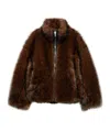 Maxco. Double-sided Plush Coat In Brown