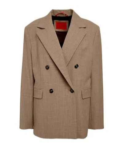 Maxco. Double-breasted Blazer In Brown