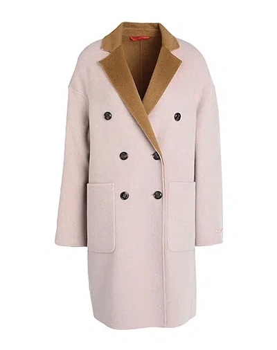 Maxco. Double-breasted Color-block Coat In Pink