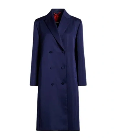 Maxco. Double-breasted Overcoat In Blue