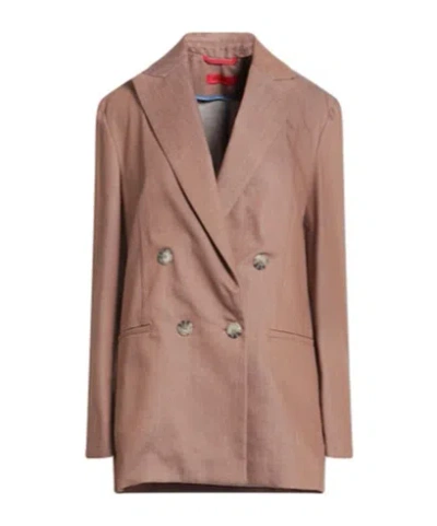 Maxco. Double-breasted Suit Jacket In Nude