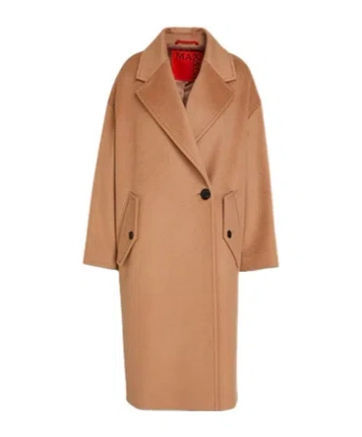 Maxco. Double-breasted Wool Coat In Nude