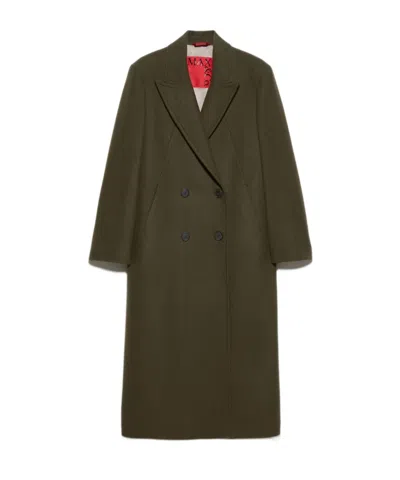 Maxco. Double-breasted Wool-blend Coat In Green