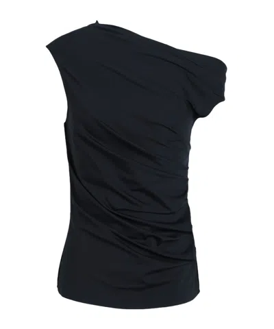 Maxco. Draped Neckline T-shirt In Black