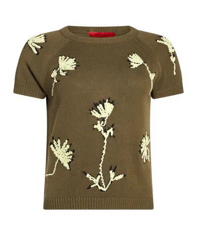 Maxco. Embroidered Shortsleeve Knit Tshirt In Green
