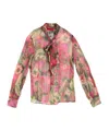 Maxco. Floral Chiffon Bow Blouse In Multi