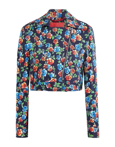 Maxco. Floral Print Biker Jacket In Black
