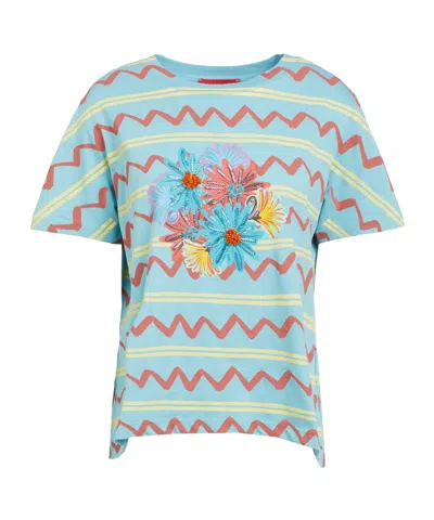 Maxco. Floral Short Sleeve T-shirt In Blue