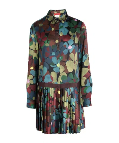 Maxco. Flower Printed Shirt Dress In Brown