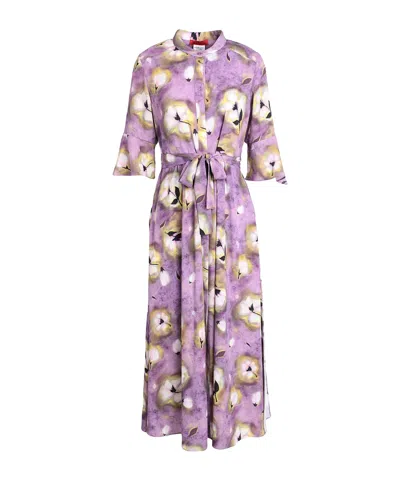Maxco. Flower-printed Shirt Dress In Purple