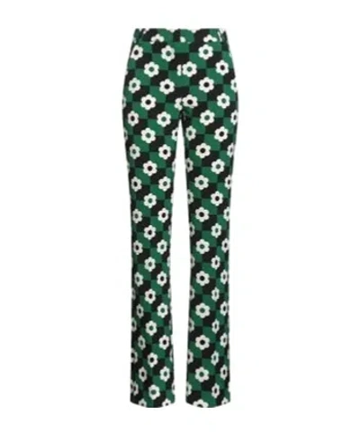 Maxco. Green Check Floral Printed Casual Trousers