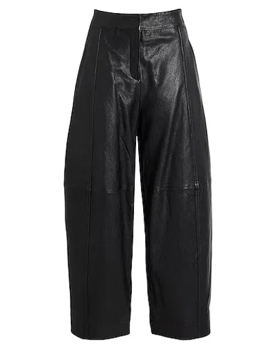Maxco. High-waisted Straight-leg Leather Pants In Black