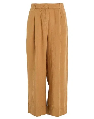Maxco. High-waisted Wide-leg Linen Pants In Brown