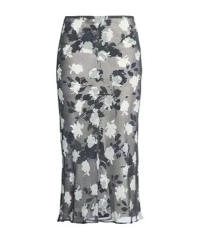 Maxco. Ink Floral Print Midi Skirt In Gray