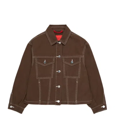 Maxco. Kids Button-up Long-sleeved Jacket In Brown