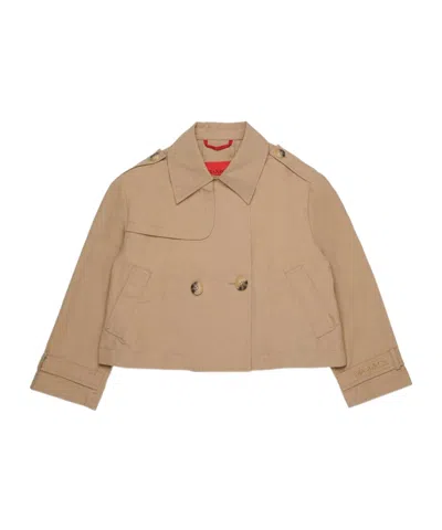 Maxco. Kids Double-breasted Coat In Brown