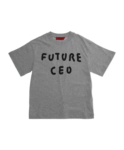 Maxco. Kids Future Ceo Printed Crewneck T-shirt In Gray