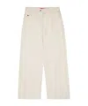 Maxco. Kids Logo Patch Frayed Edge Pants In White