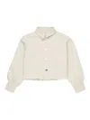 Maxco. Kids Logo Patch Frayed Edge Shirt In Neutral